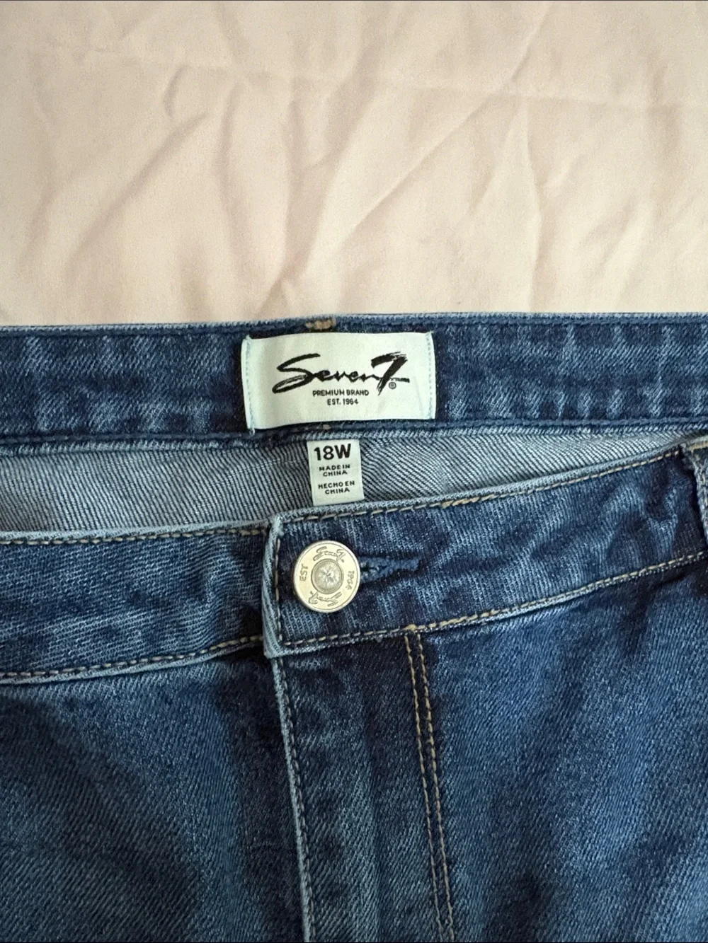 Seven7 Women's Straight Leg Jeans in Dark Blue Denim